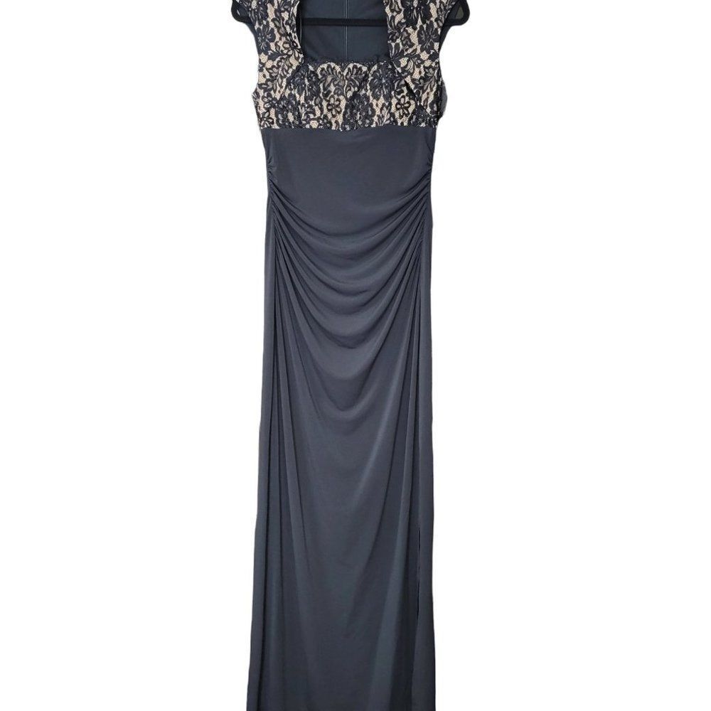 Women's Evening Gown Elegant Maxi Dress with Lace Overlay- Size 4, Size 12 - NEW